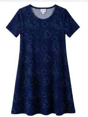 LuLaRoe Dark Blue Mini Dress Women's Size Small With Pockets Cupid & Hearts